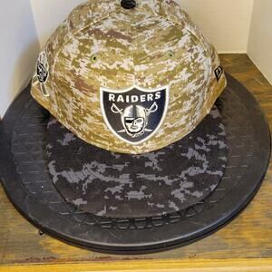 Lav Vegas Raiders NFL Black Camo New Era Salute to Service Fitted Hat Mens 7 3/8